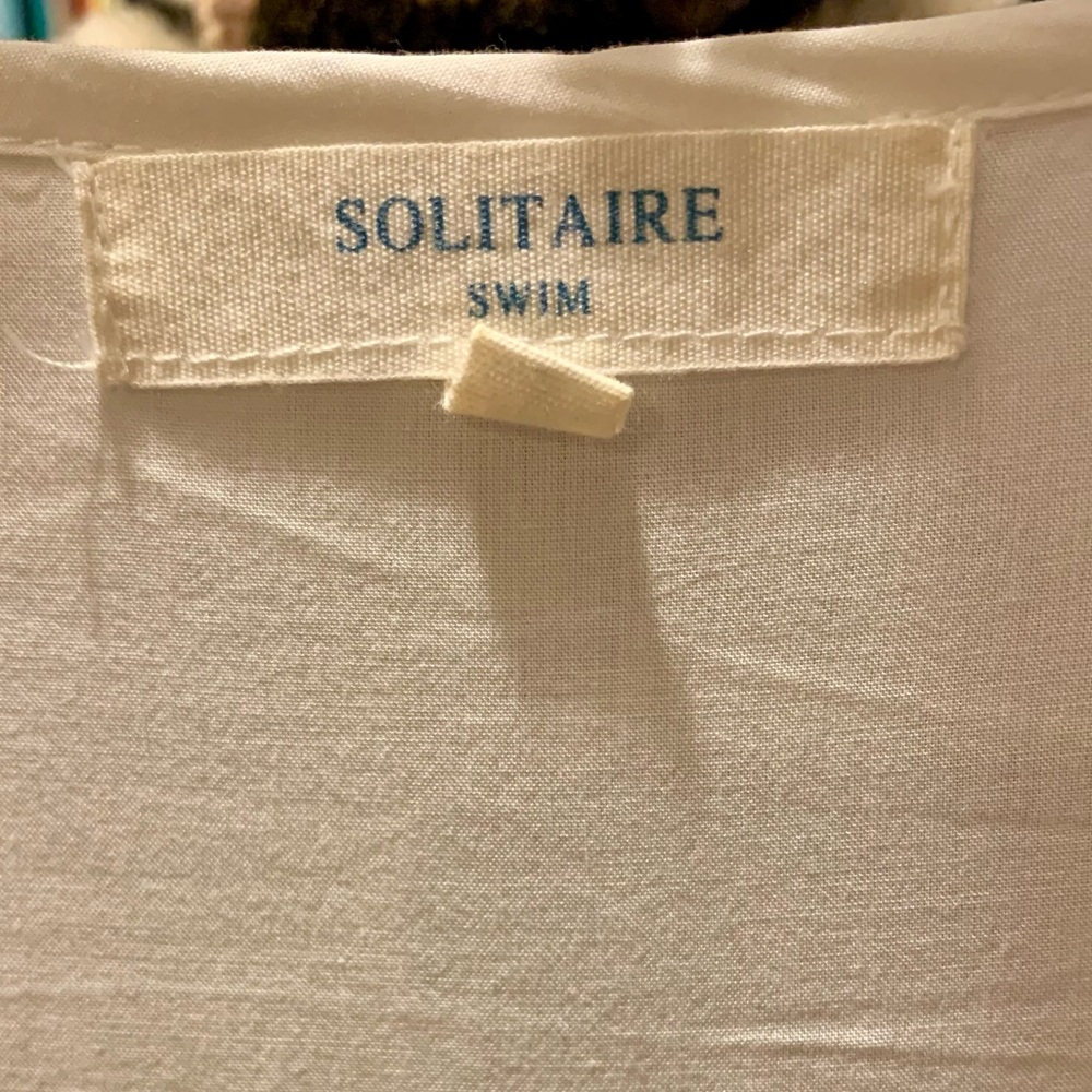 Solitaire White Swimsuit Cover Up Tunic Top 3/4 Sleeve SZ M. - Picture 5 of 9